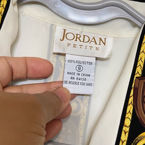 T5a- JORDAN White Boho Stripe Button Up Shirt - Picture 3 of 6